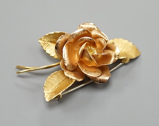 A 1960's 18ct gold brooch, modelled as a rose